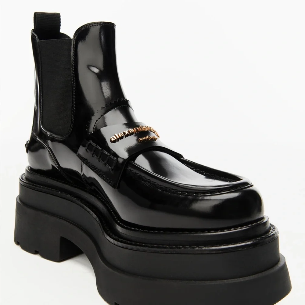 Alexander Wang carter platform loafer boot in leather - Picture 4 of 9